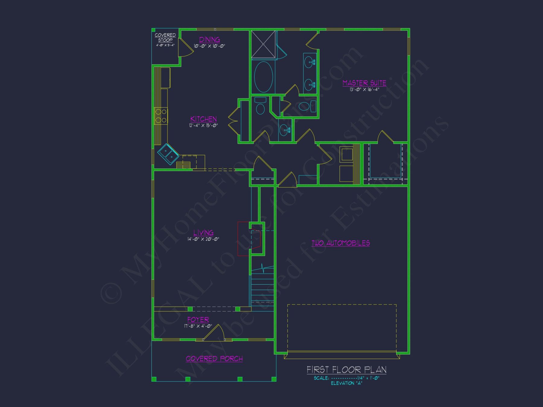 Colonial Revival house Plan with 2-Story Floor Plan Design