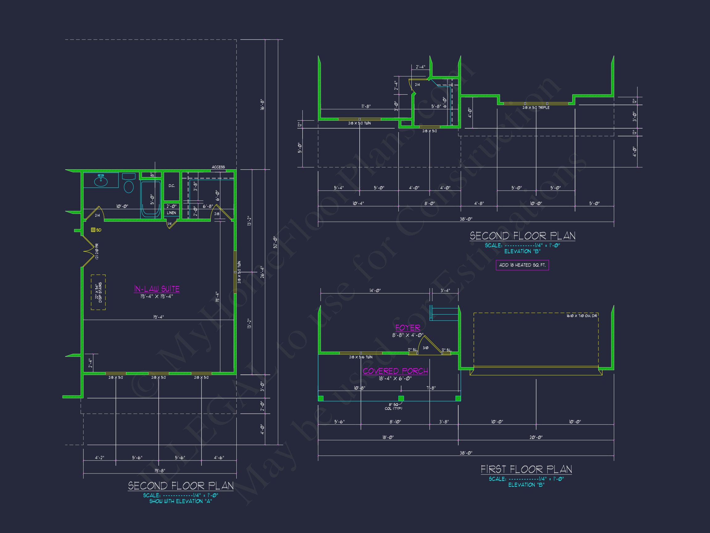 Colonial Revival house Plan With 2-Story Floor Plan Design