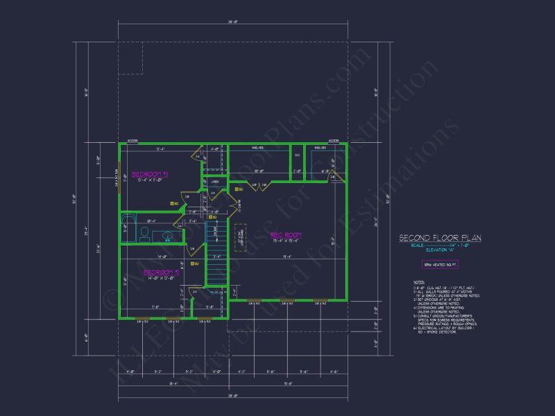 Colonial Revival house Plan With 2-Story Floor Plan Design