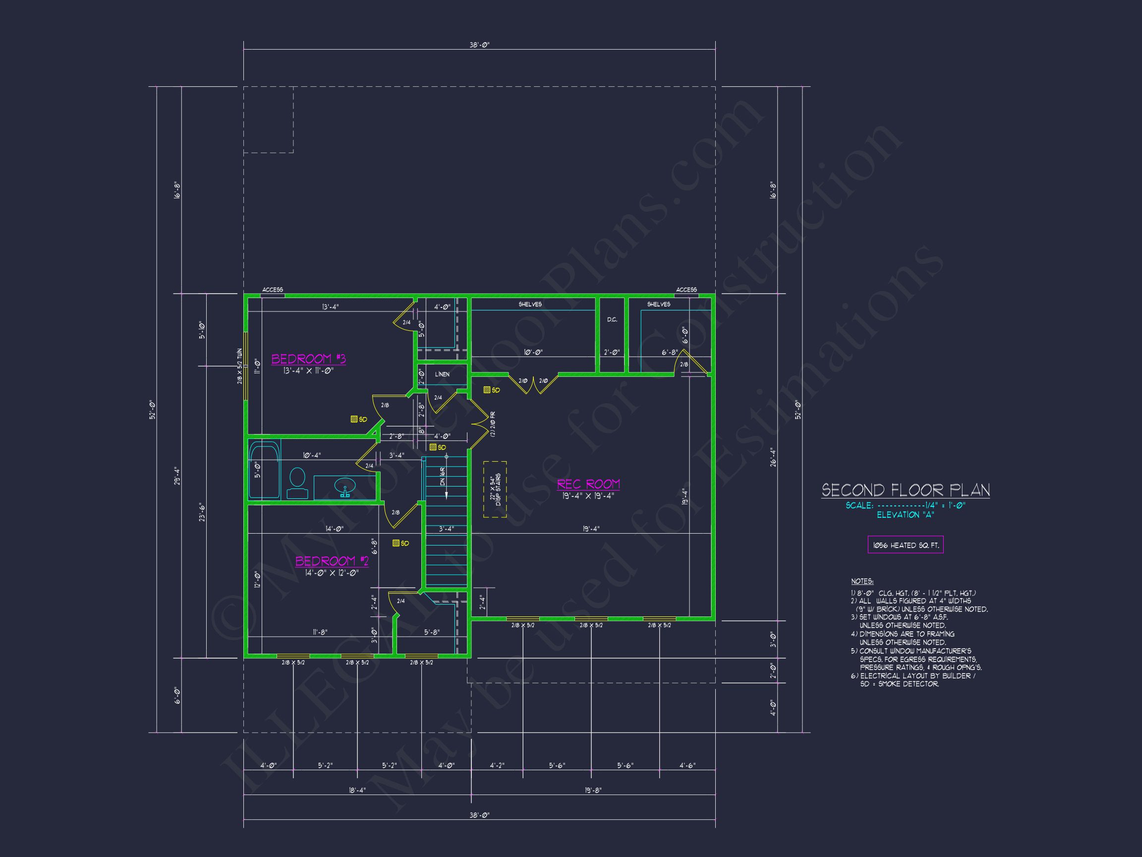 Colonial Revival house Plan With 2-Story Floor Plan Design