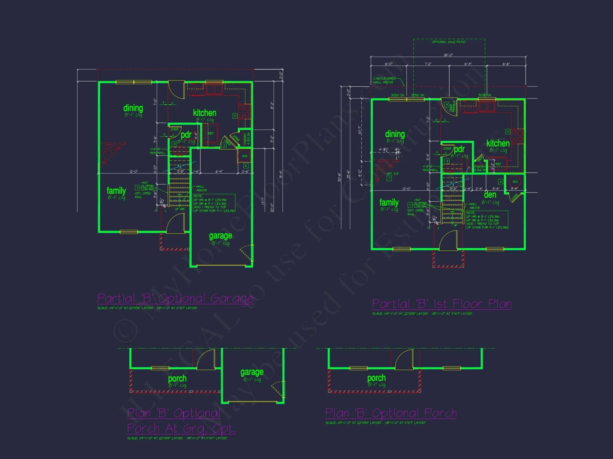 Colonial Revival house Plan with CAD Blueprint and Design
