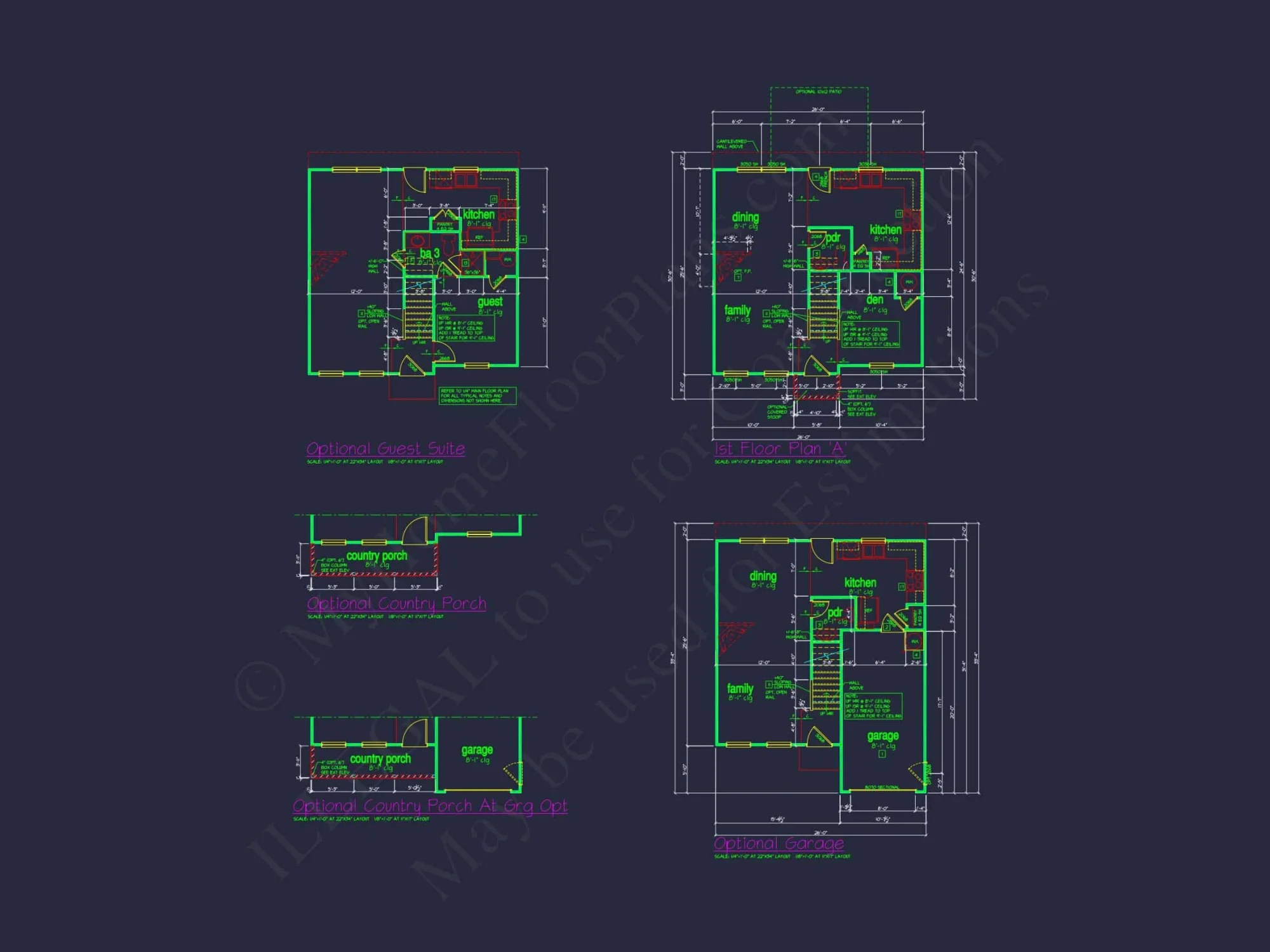 Colonial Revival house Plan with CAD Blueprint and Design