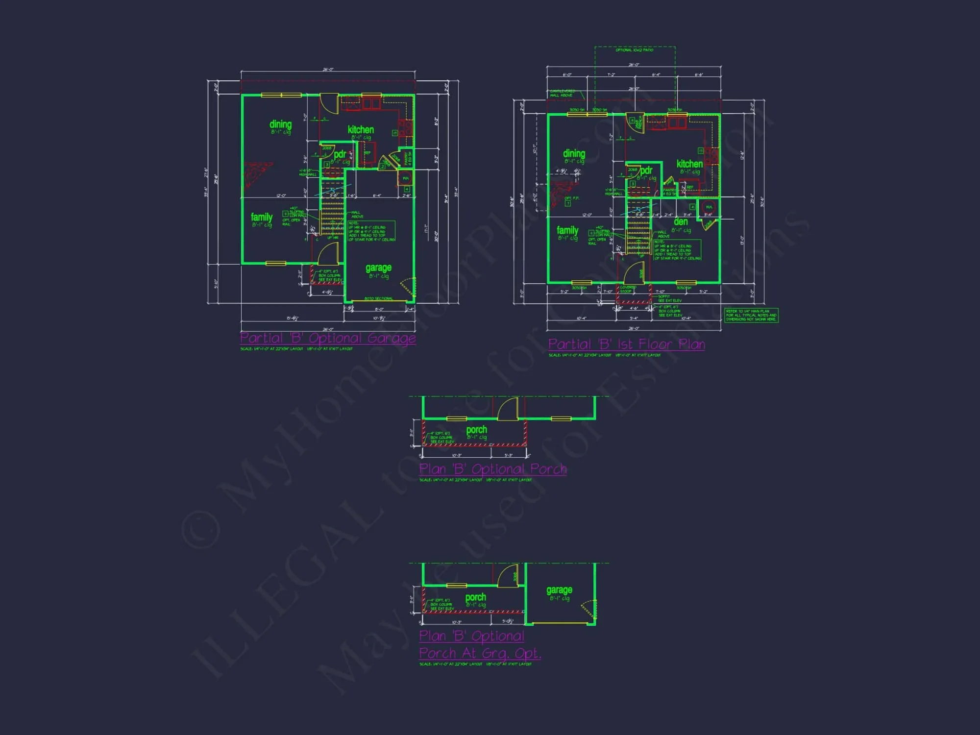Colonial Revival house Plan with CAD Blueprint and Design