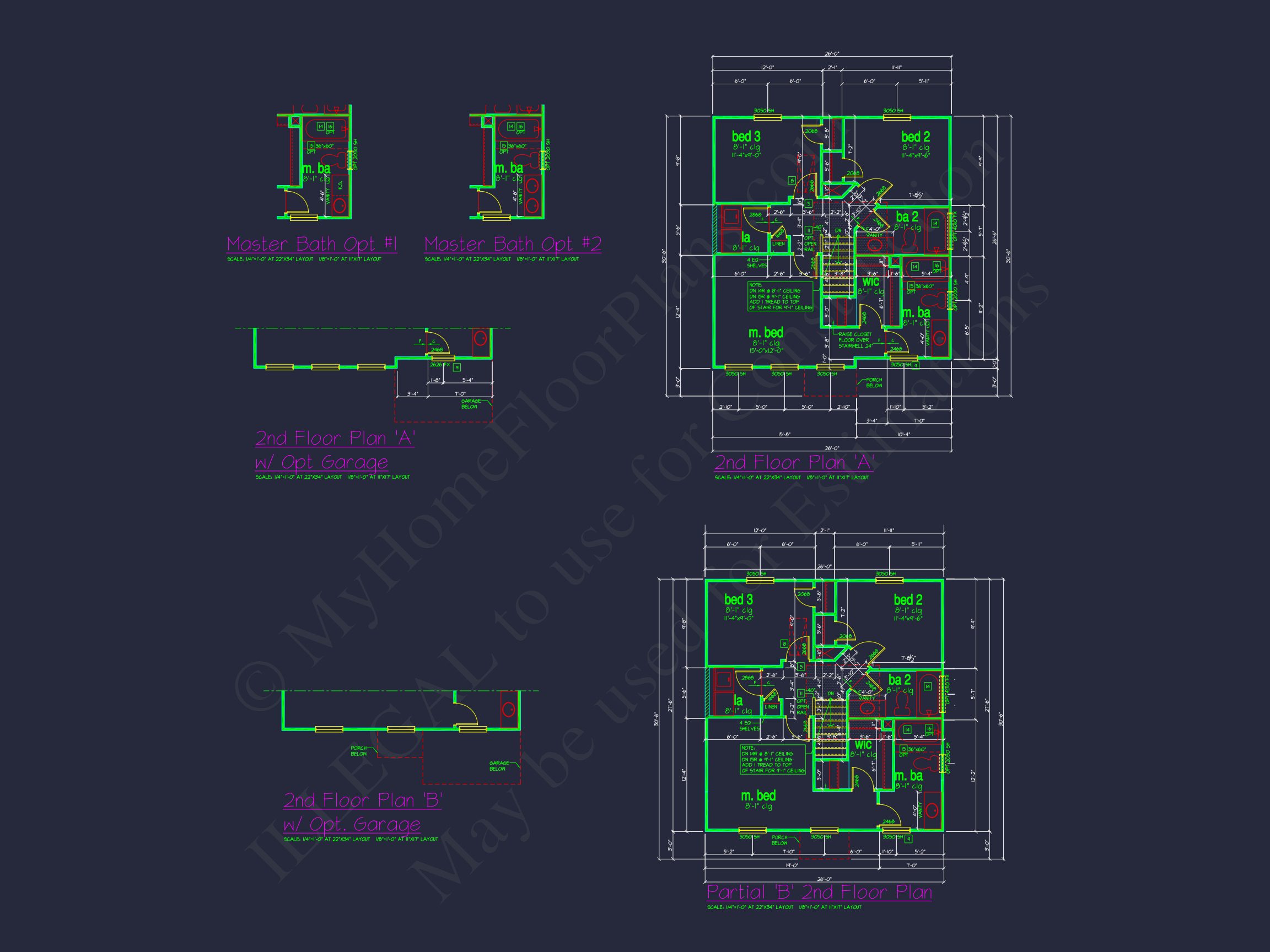 Colonial Revival house Plan with CAD Blueprint and Design