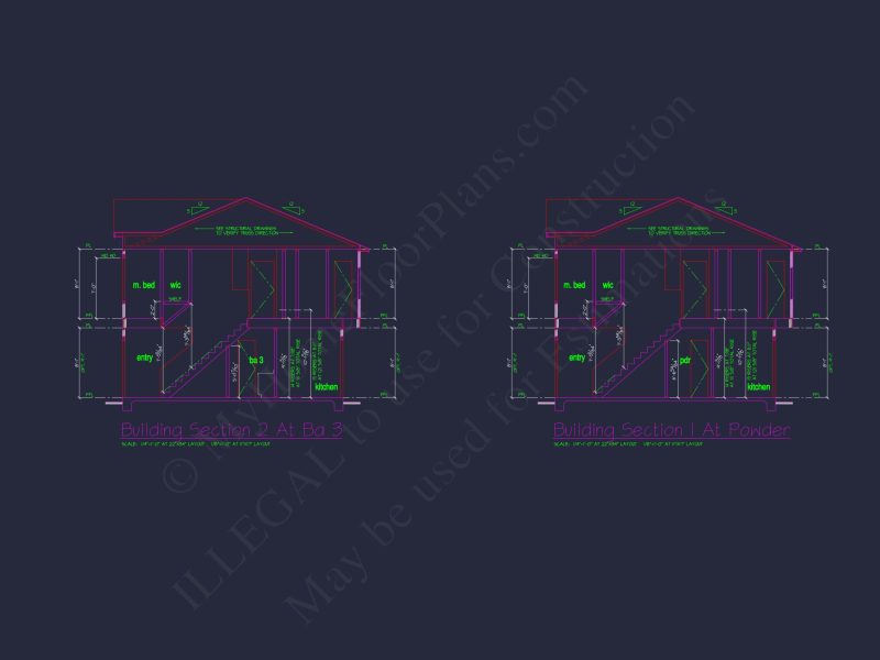 Colonial Revival house Plan with CAD Blueprint and Design
