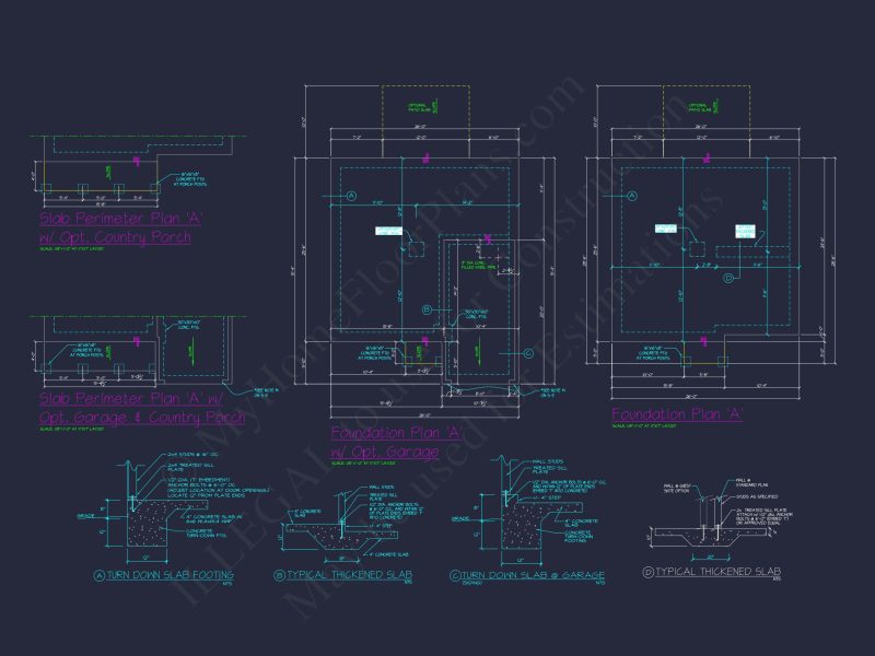 Colonial Revival house Plan with CAD Blueprint and Design