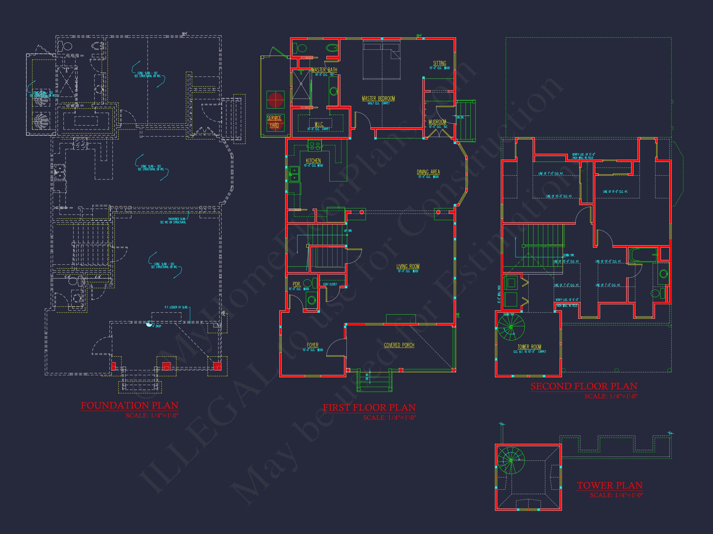 Colonial Two-Story house Plan with Detached Garage and CAD Design