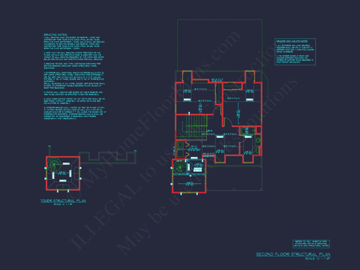 Colonial Two-Story house Plan with Detached Garage and CAD Design