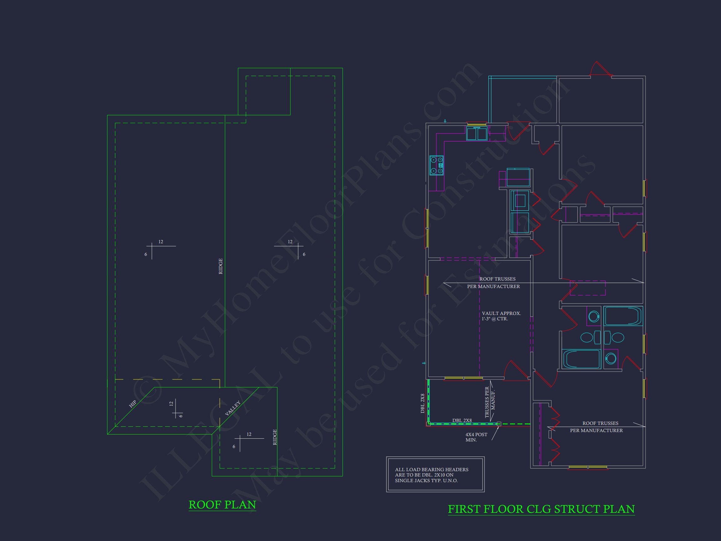 Compact Single-Family house Plan with Blueprint Designs in CAD