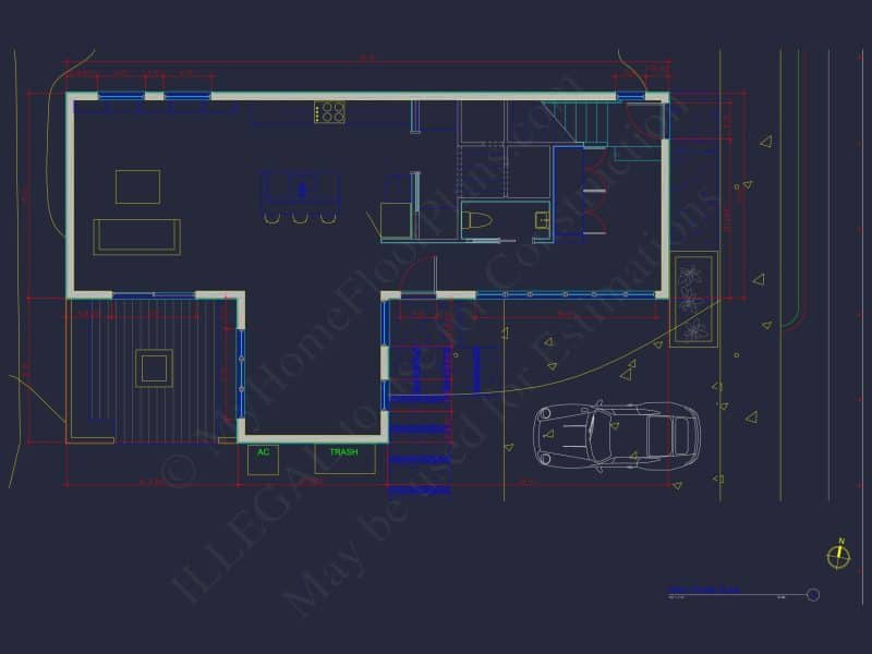 Contemporary house Floor Plan with Open Layout & CAD Designs