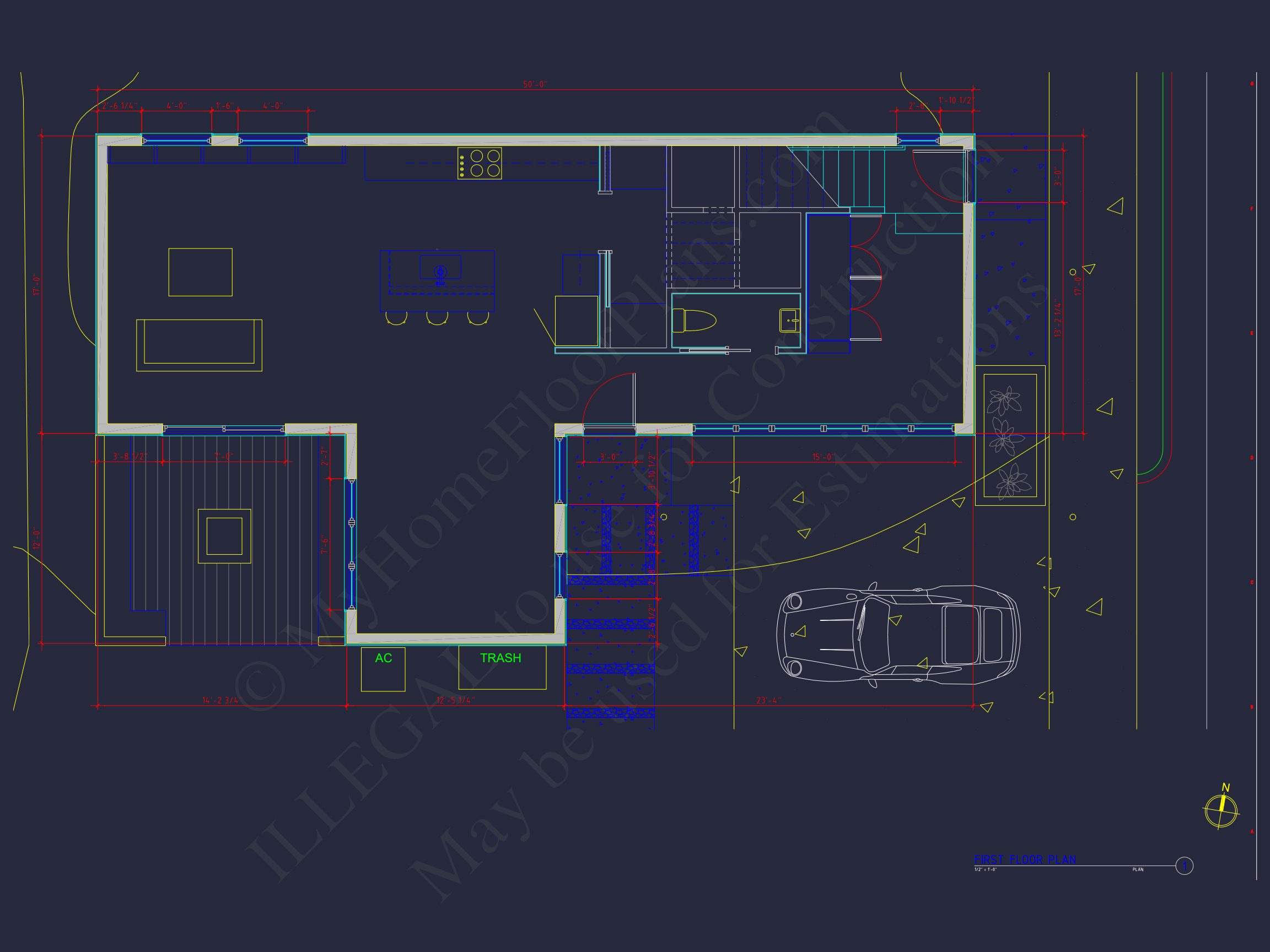 Contemporary house Floor Plan with Open Layout & CAD Designs