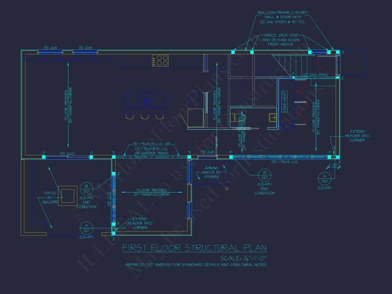 Contemporary house Floor Plan with Open Layout & CAD Designs
