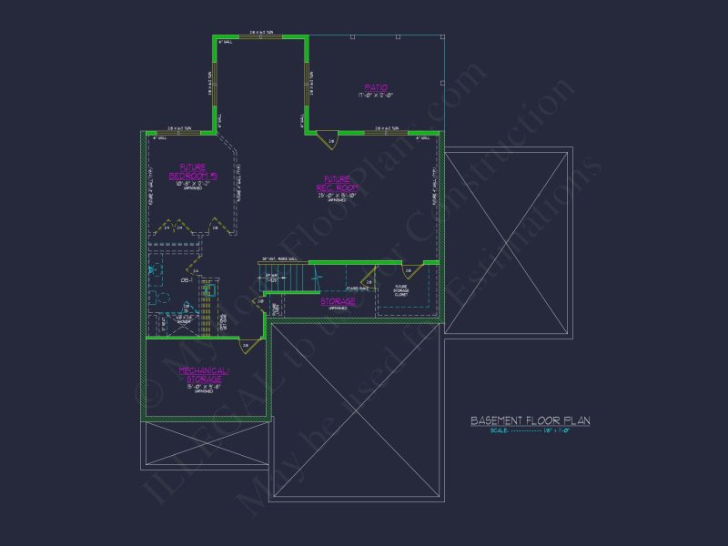 Craftsman house Design Plan with 3 Bedrooms & CAD Blueprints