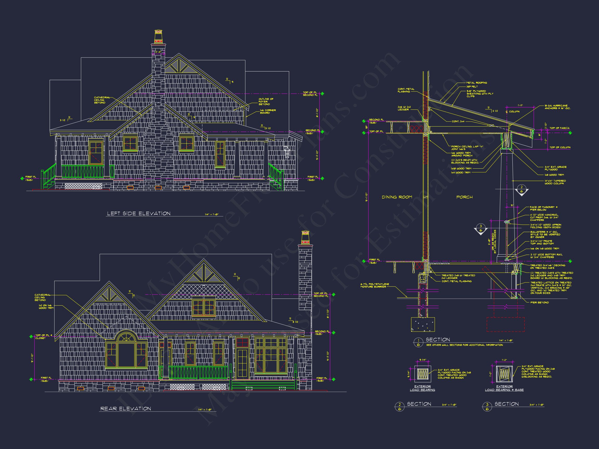 Craftsman house Design with Bonus Room and CAD Blueprint