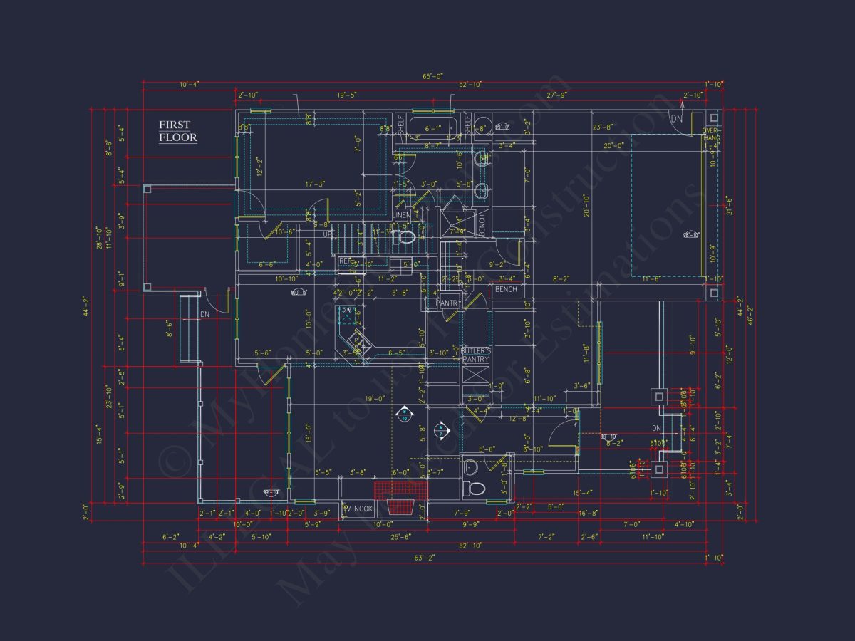 Craftsman house Floor Plan - 2-Story Blueprint with 3 Bedrooms