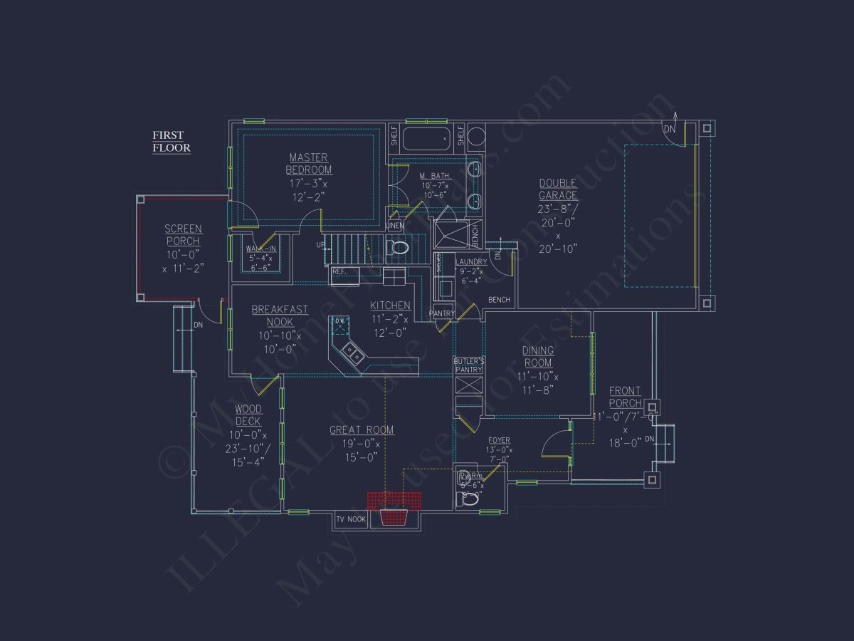 Craftsman house Floor Plan - 2-Story Blueprint with 3 Bedrooms