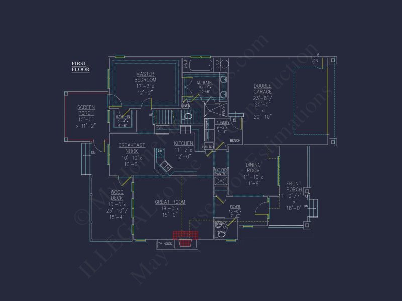 Craftsman house Floor Plan - 2-Story Blueprint with 3 Bedrooms