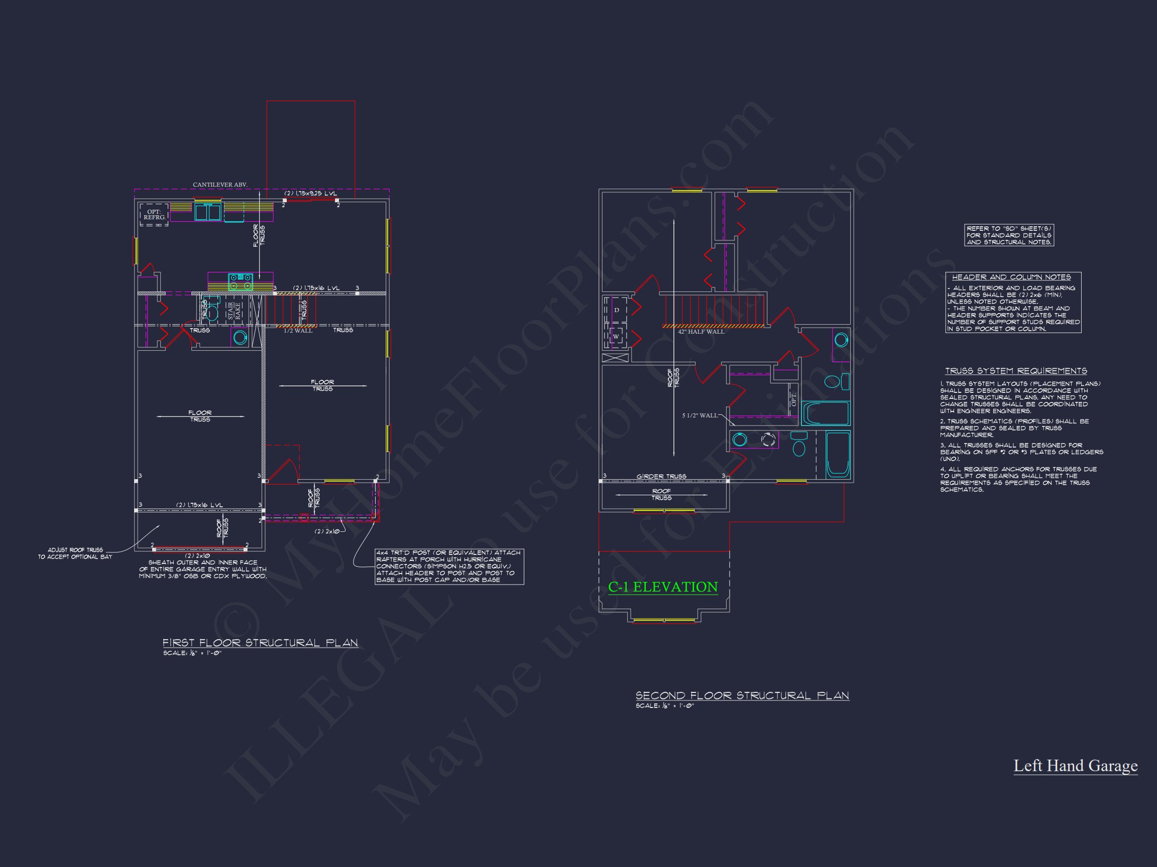 Craftsman house Floor Plan with 2 Stories and 3 Bedrooms