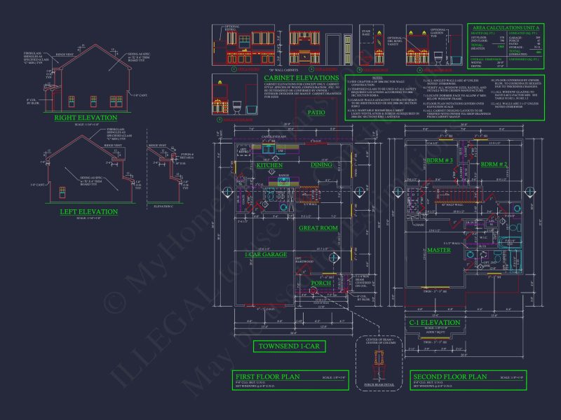 Craftsman house Floor Plan with 2 Stories and 3 Bedrooms
