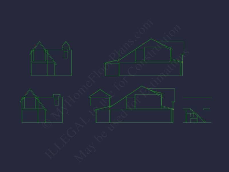 Craftsman house Floor Plan with 2 Stories and CAD Blueprint Designs