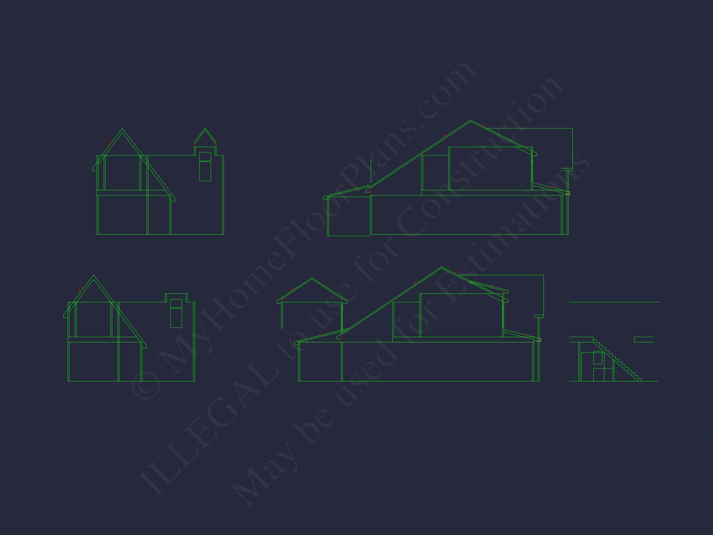 Craftsman house Floor Plan with 2 Stories and CAD Blueprint Designs