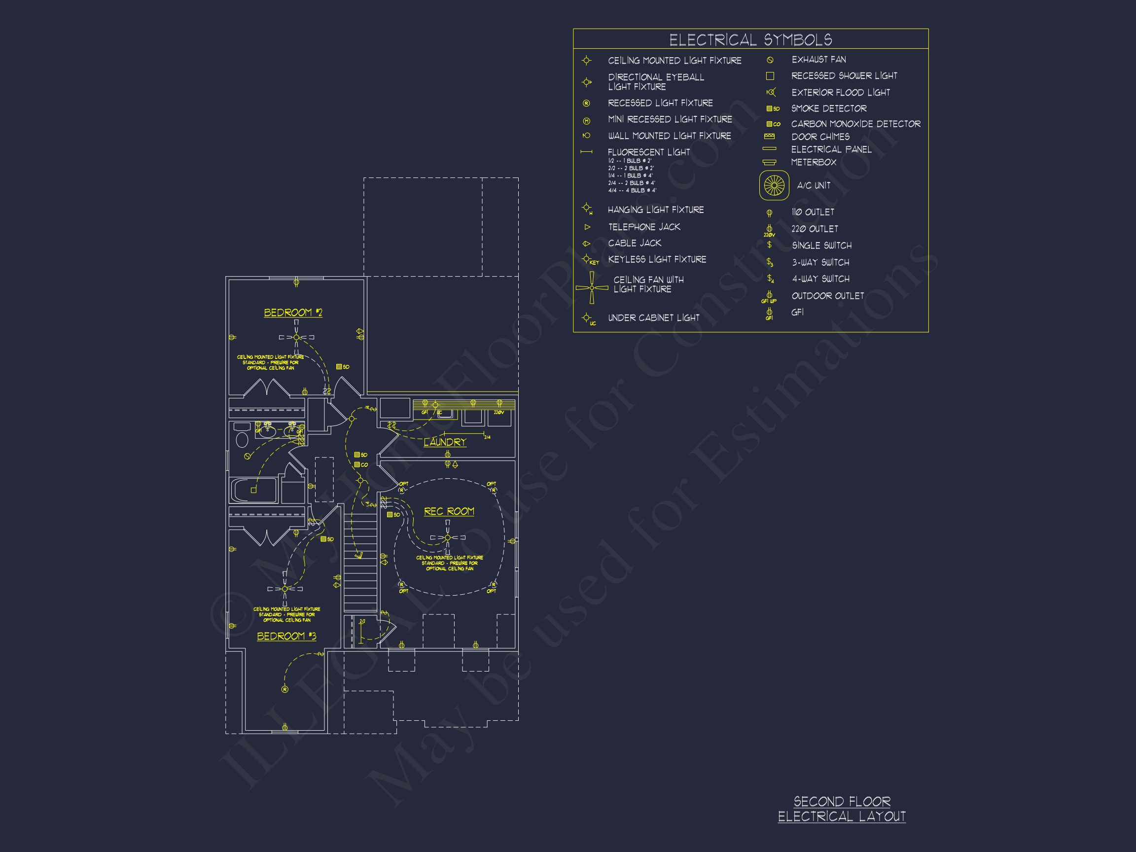 Craftsman house Floor Plan with 2 Stories and CAD Blueprint Designs