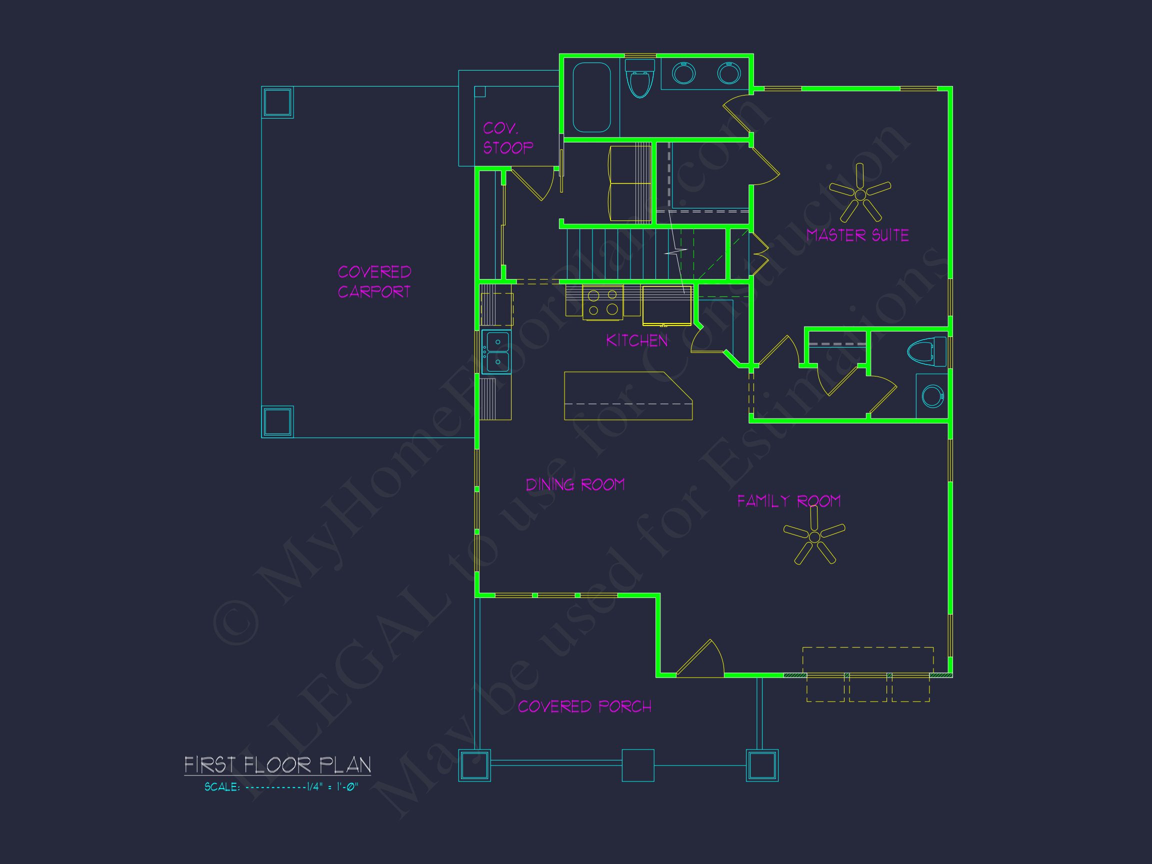 Craftsman house Floor Plan with 2 Stories,CAD Blueprint Designs