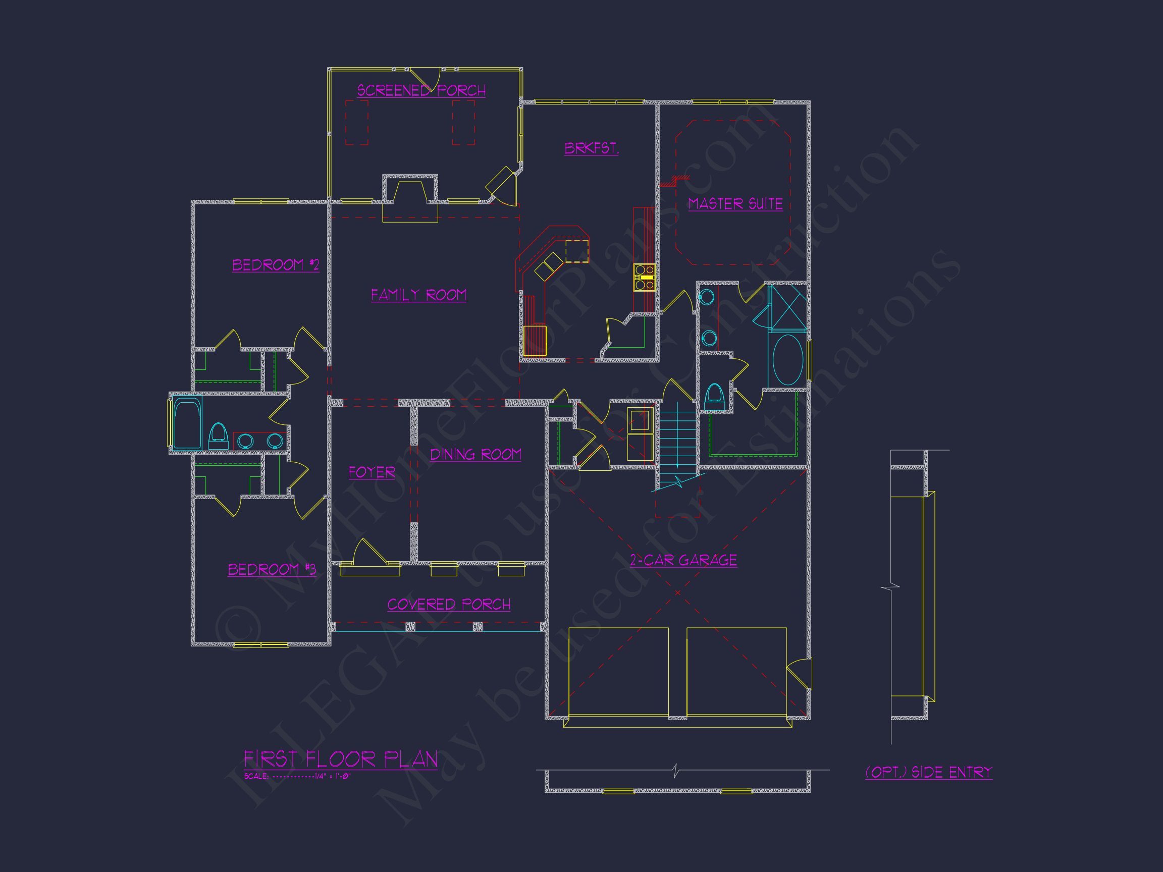 Craftsman house Floor Plan with CAD Designs and Blueprints