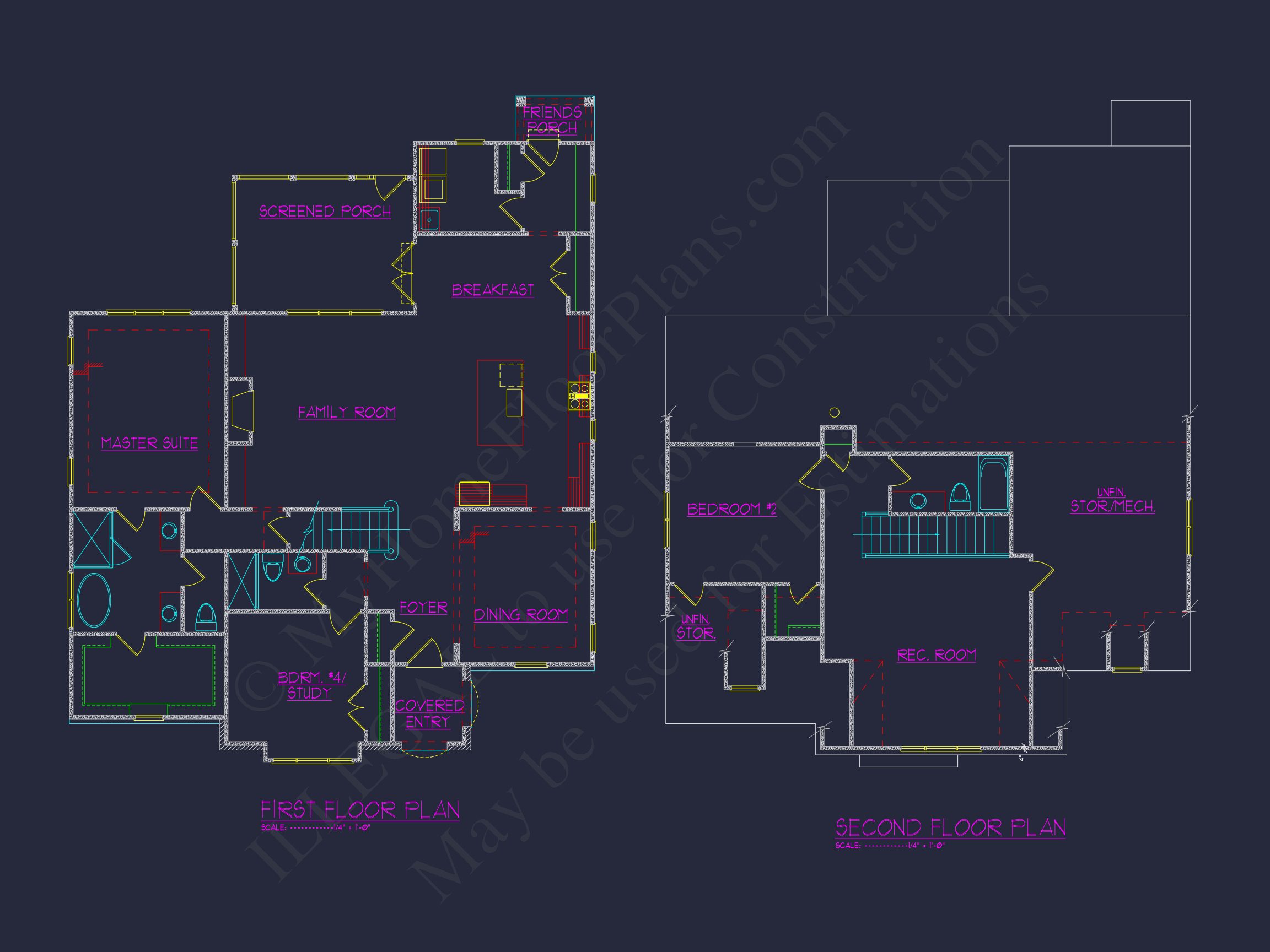 Craftsman house Floor Plan with Spacious Design and CAD Blueprints