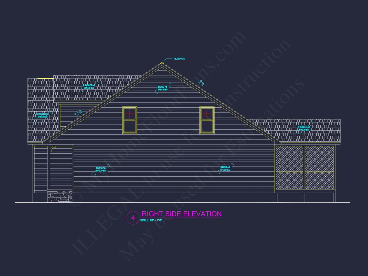 Craftsman house Plan: 1.5 Story Floor Design with CAD Blueprint