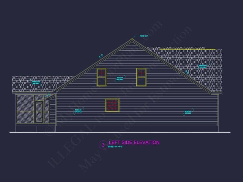 Craftsman house Plan: 1.5 Story Floor Design with CAD Blueprint