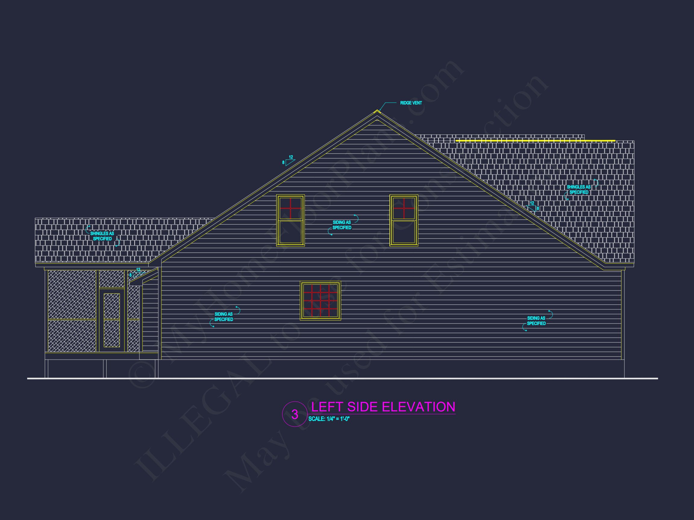 Craftsman house Plan: 1.5 Story Floor Design with CAD Blueprint