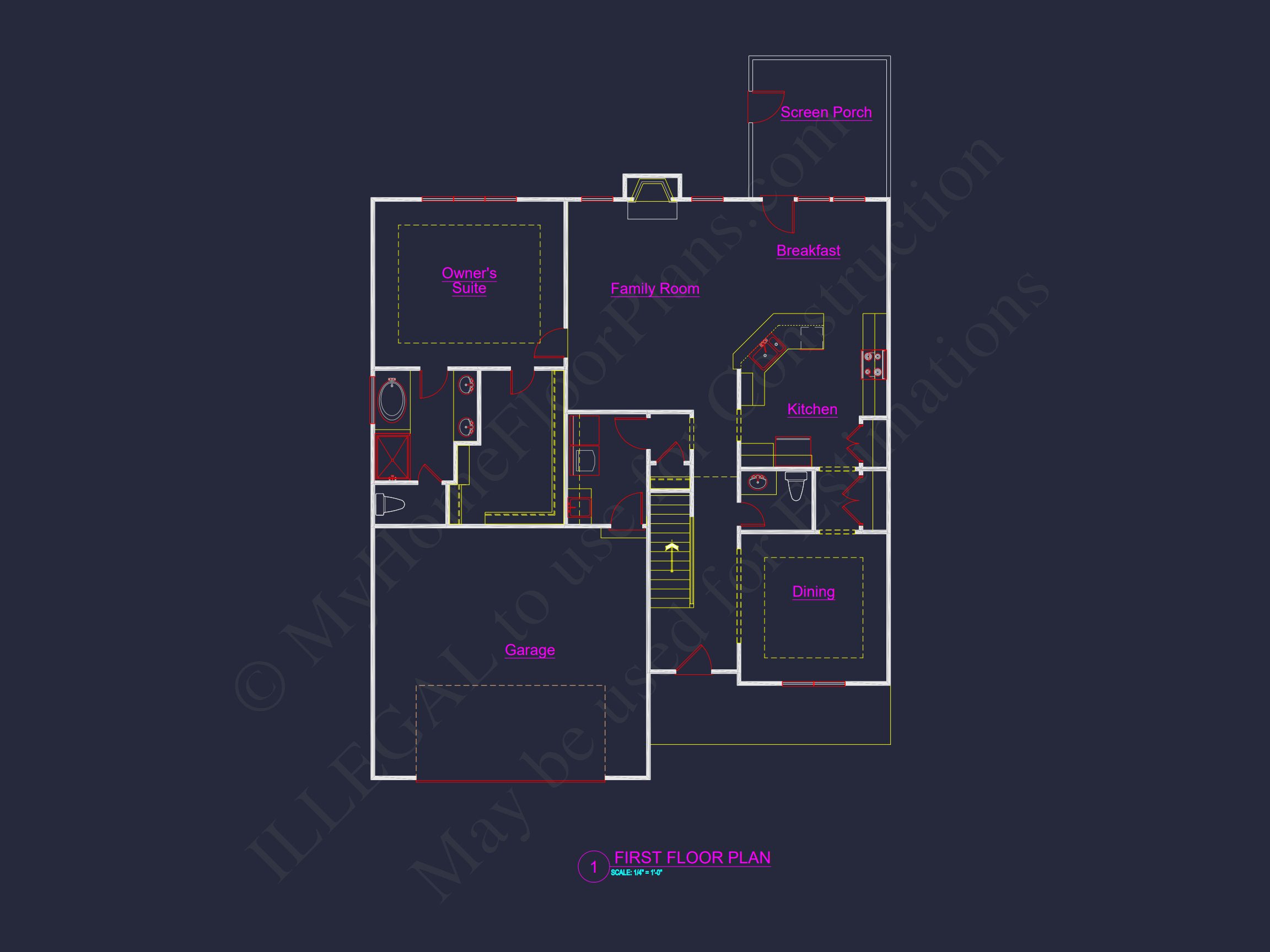 Craftsman house Plan: 1.5 Story Floor Design with CAD Blueprint