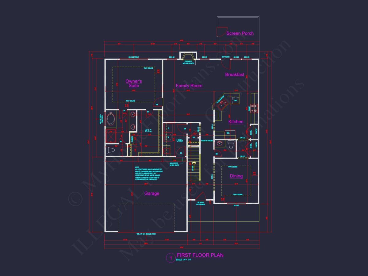 Craftsman house Plan: 1.5 Story Floor Design with CAD Blueprint
