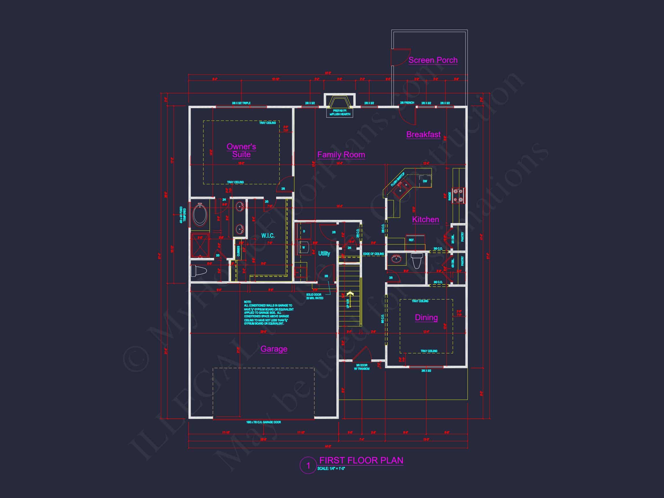 Craftsman house Plan: 1.5 Story Floor Design with CAD Blueprint