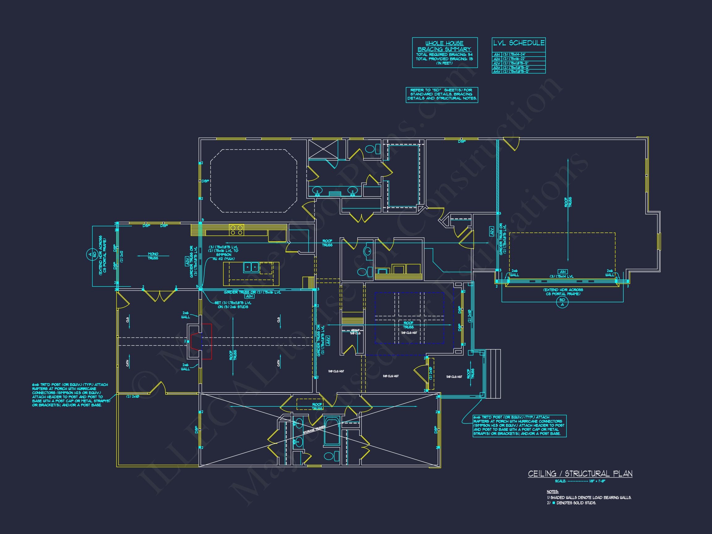 Craftsman house Plan CAD Blueprint with Spacious Floor Designs