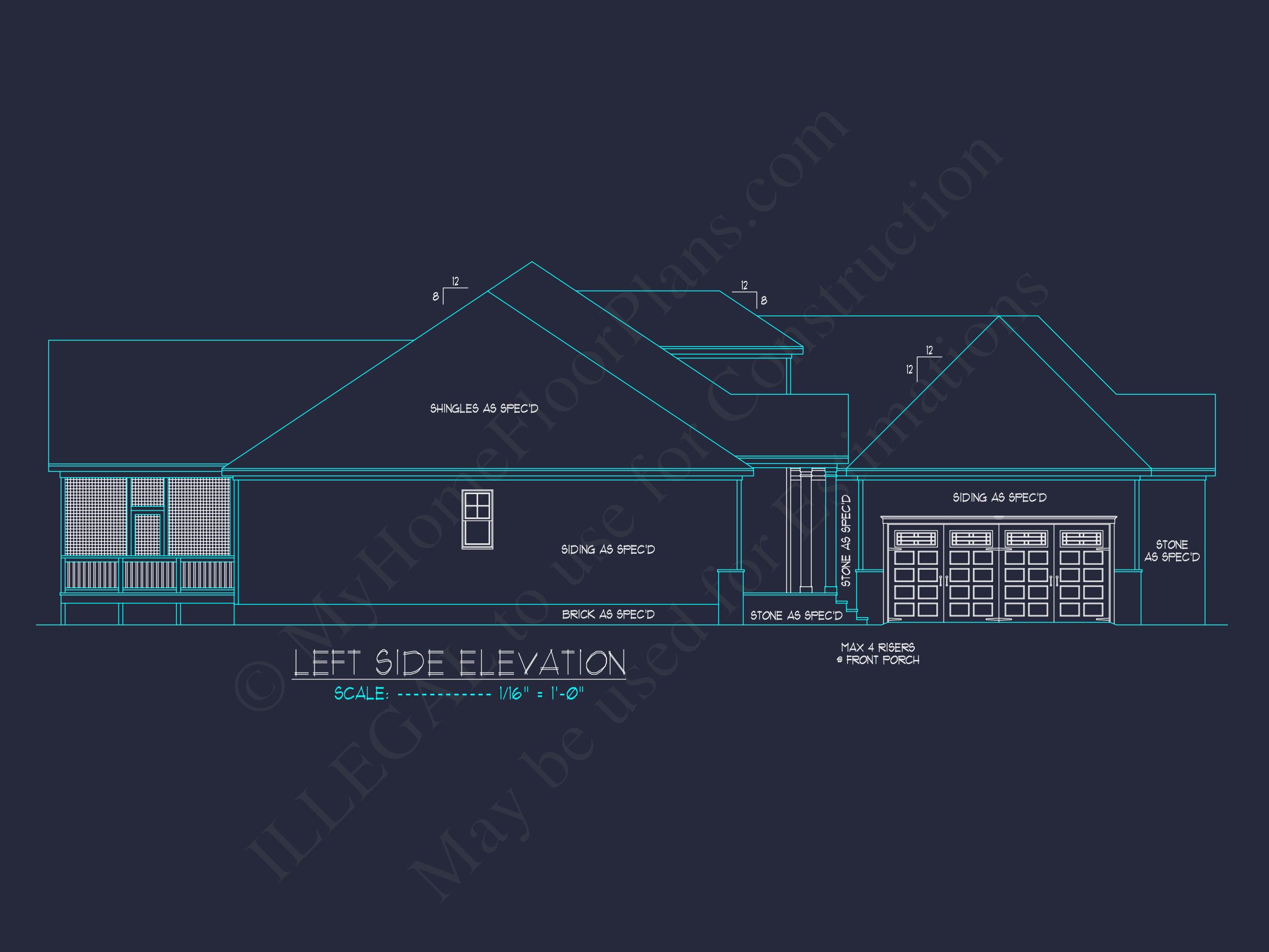 Craftsman house Plan CAD Blueprint with Spacious Floor Designs