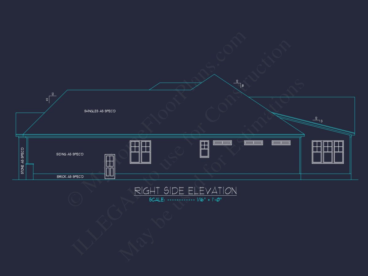 Craftsman house Plan CAD Blueprint with Spacious Floor Designs