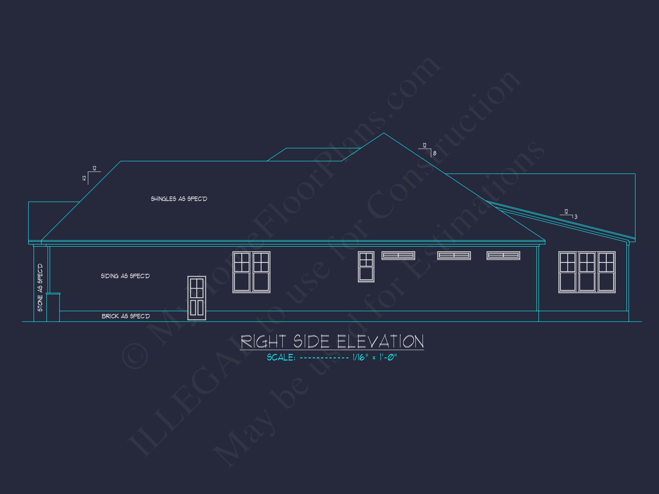 Craftsman house Plan CAD Blueprint with Spacious Floor Designs