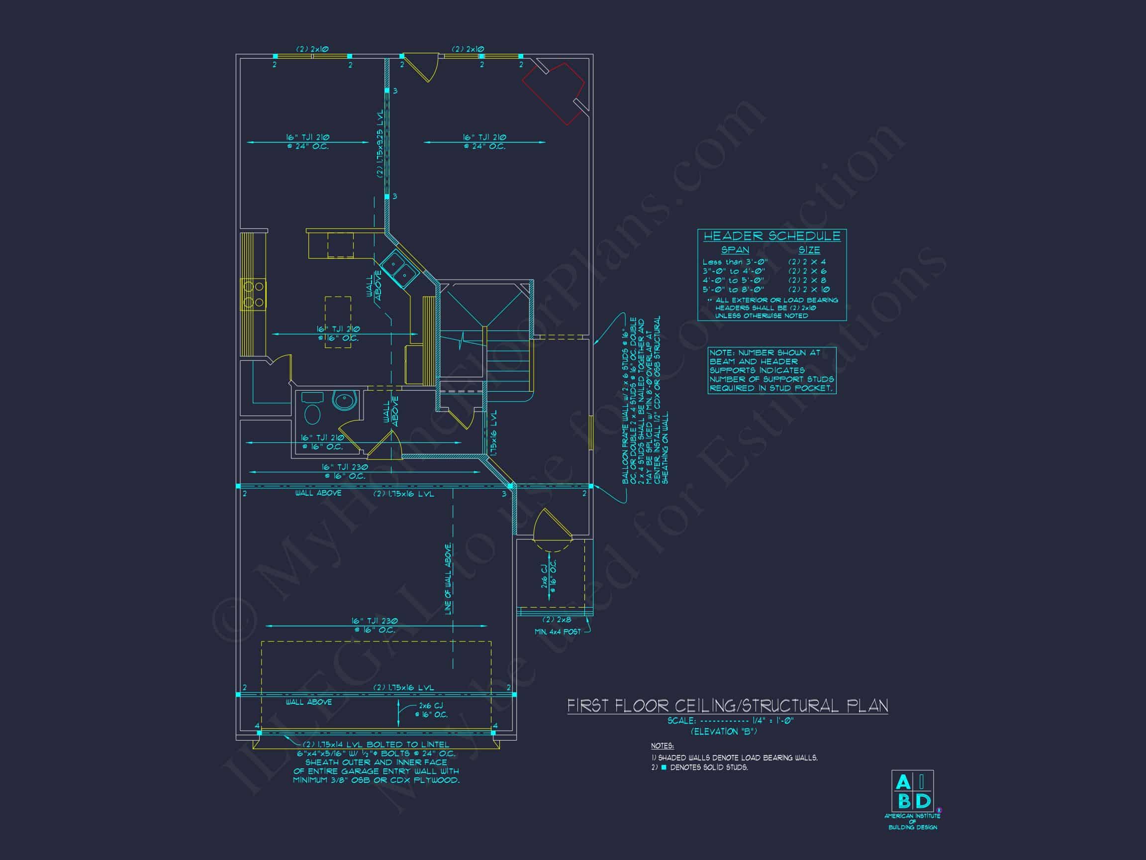 Craftsman house Plan with 2 Floors and CAD Blueprint Designs