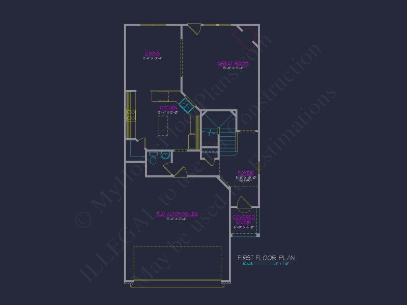 Craftsman house Plan with 2 Floors and CAD Blueprint Designs