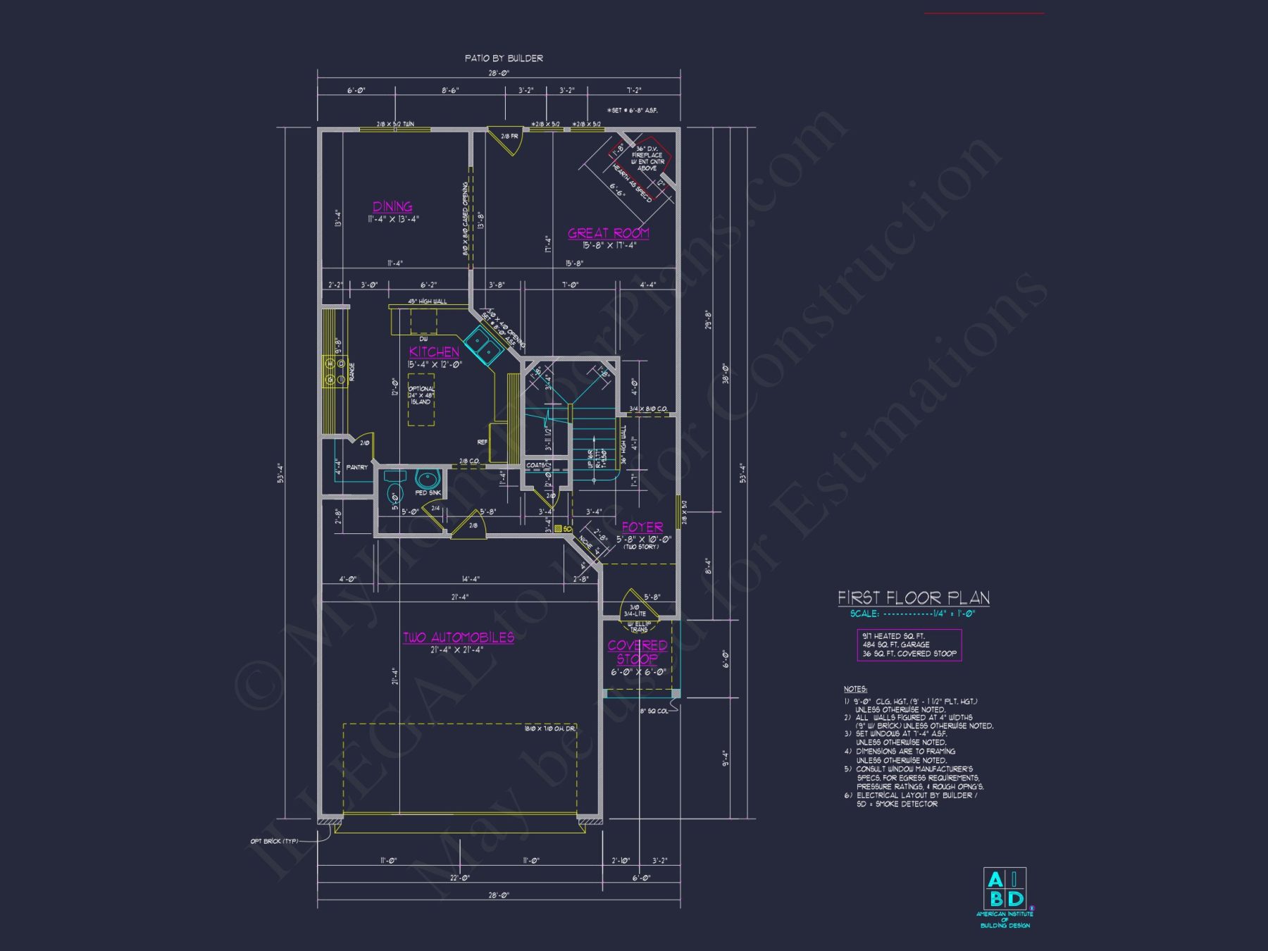 Craftsman house Plan with 2 Floors and CAD Blueprint Designs
