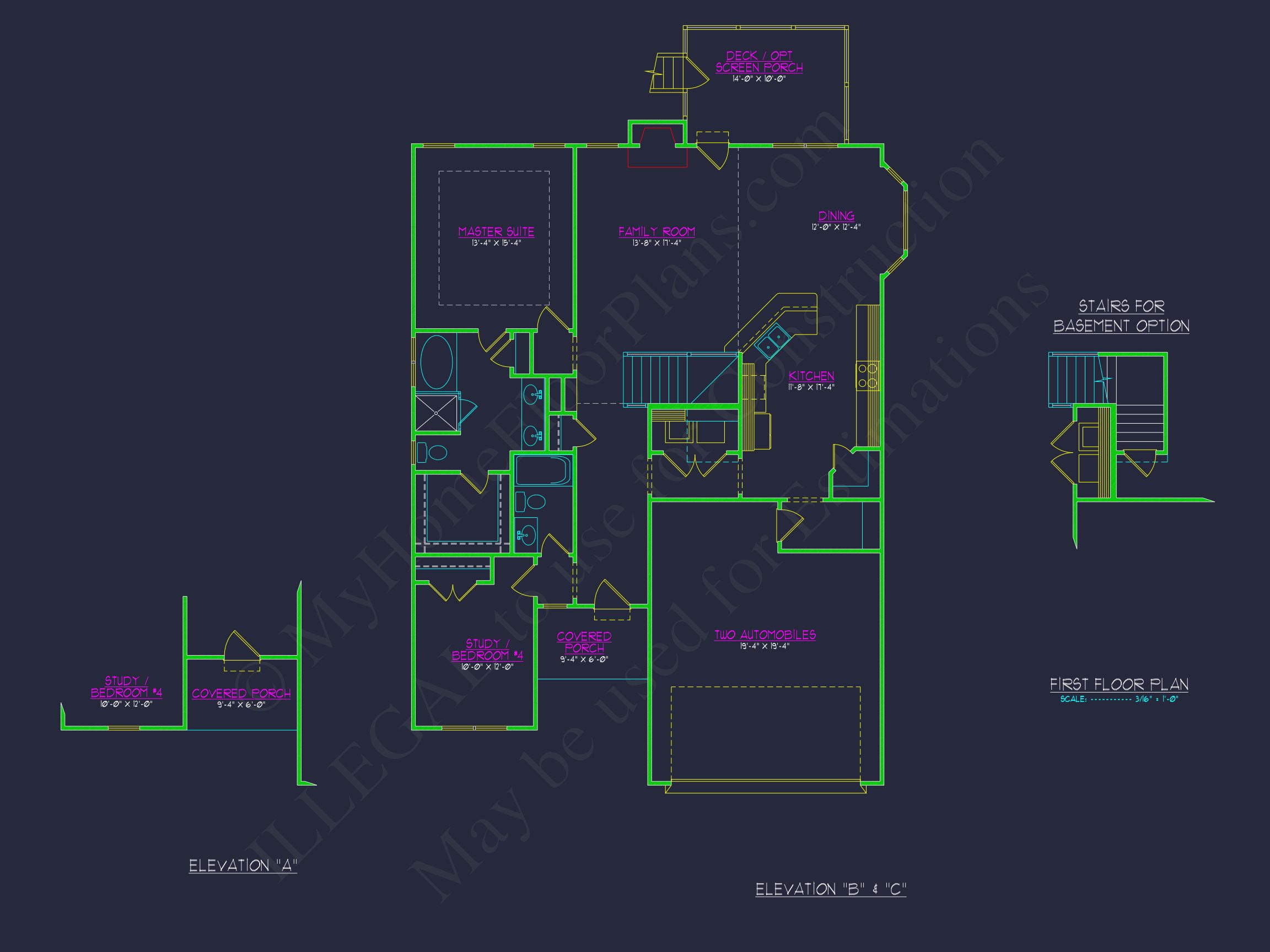 Craftsman house Plan with 2 Floors,3 Beds & CAD Designs