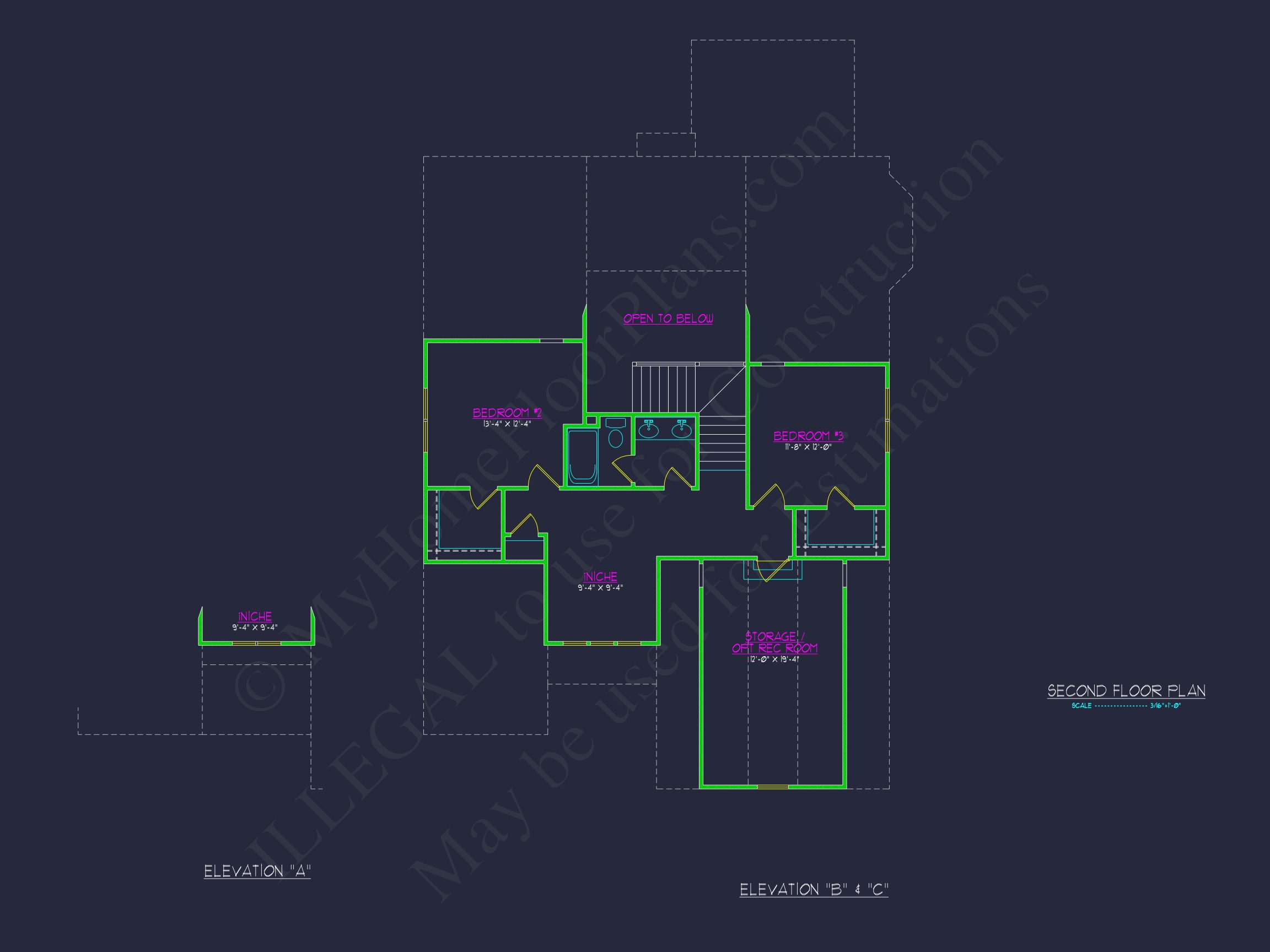 Craftsman house Plan with 2 Floors,3 Beds & CAD Designs