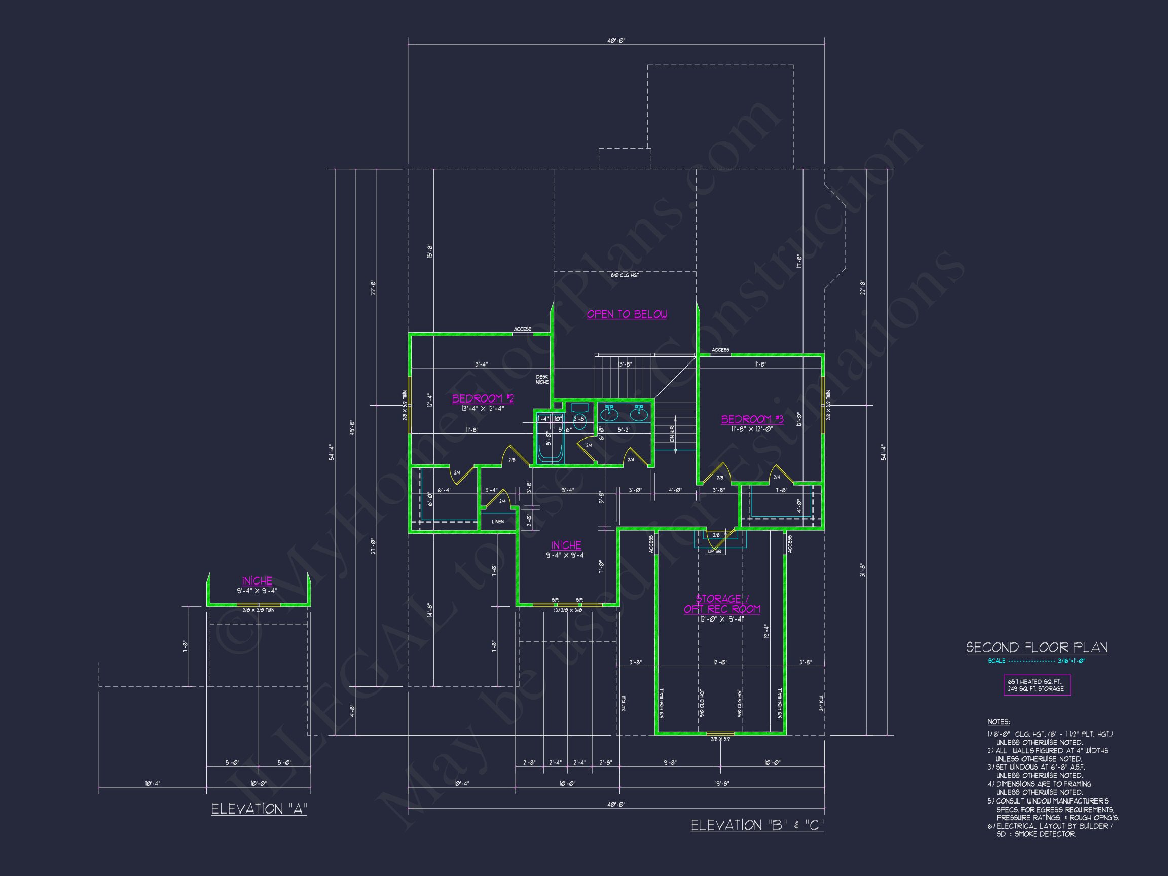 Craftsman house Plan with 2 Floors,3 Beds & CAD Designs