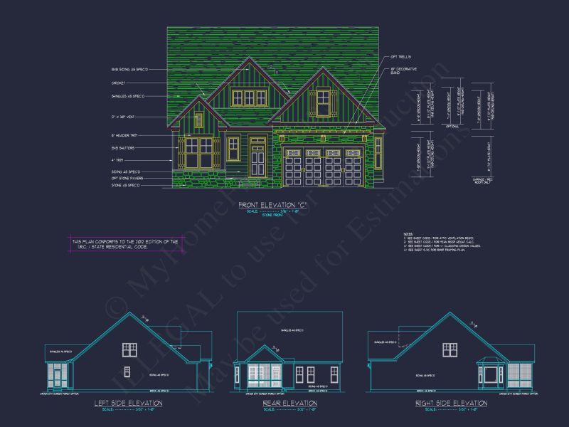 Craftsman house Plan with 2 Floors, 3 Beds & CAD Designs
