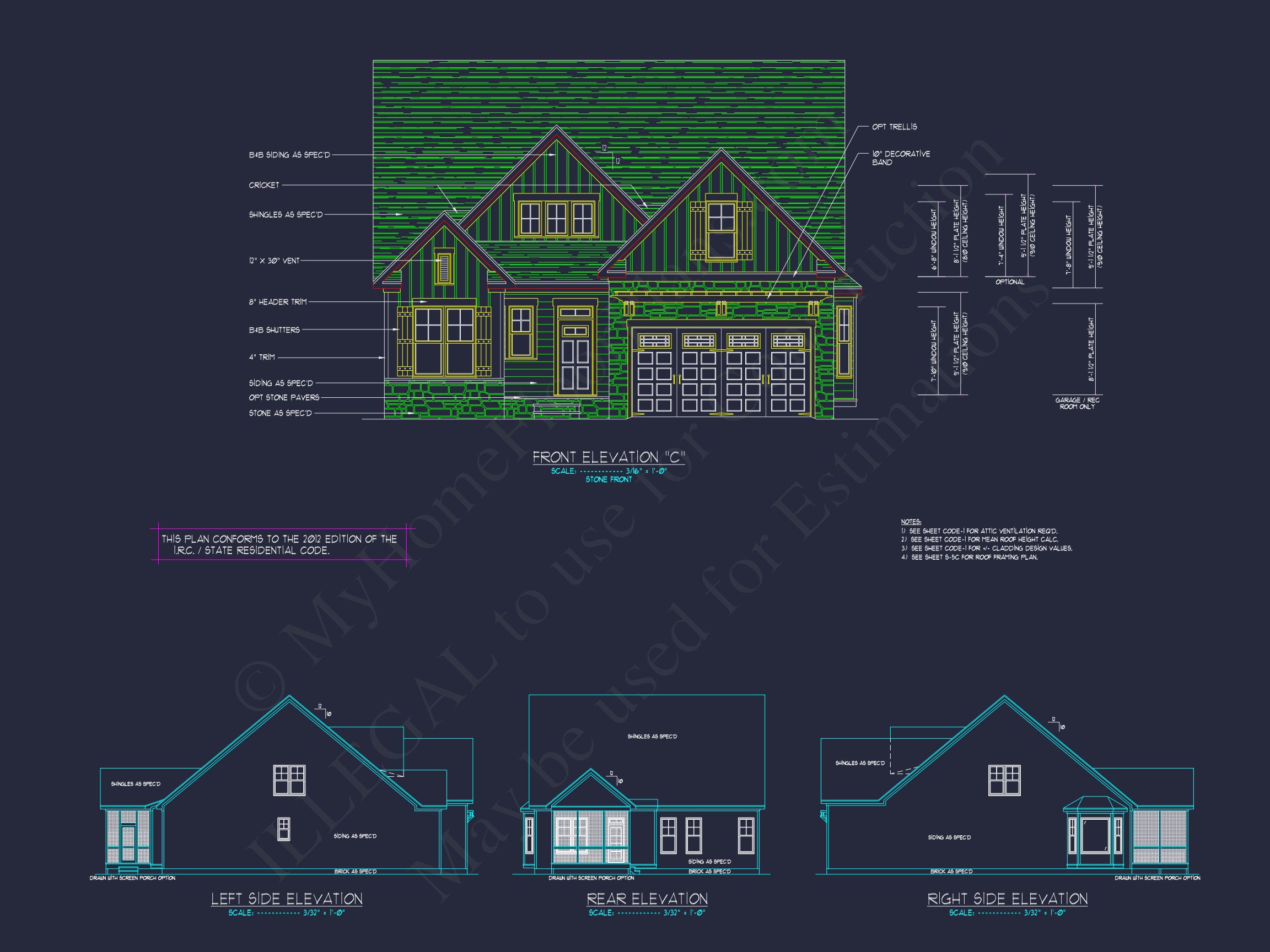 Craftsman house Plan with 2 Floors,3 Beds & CAD Designs