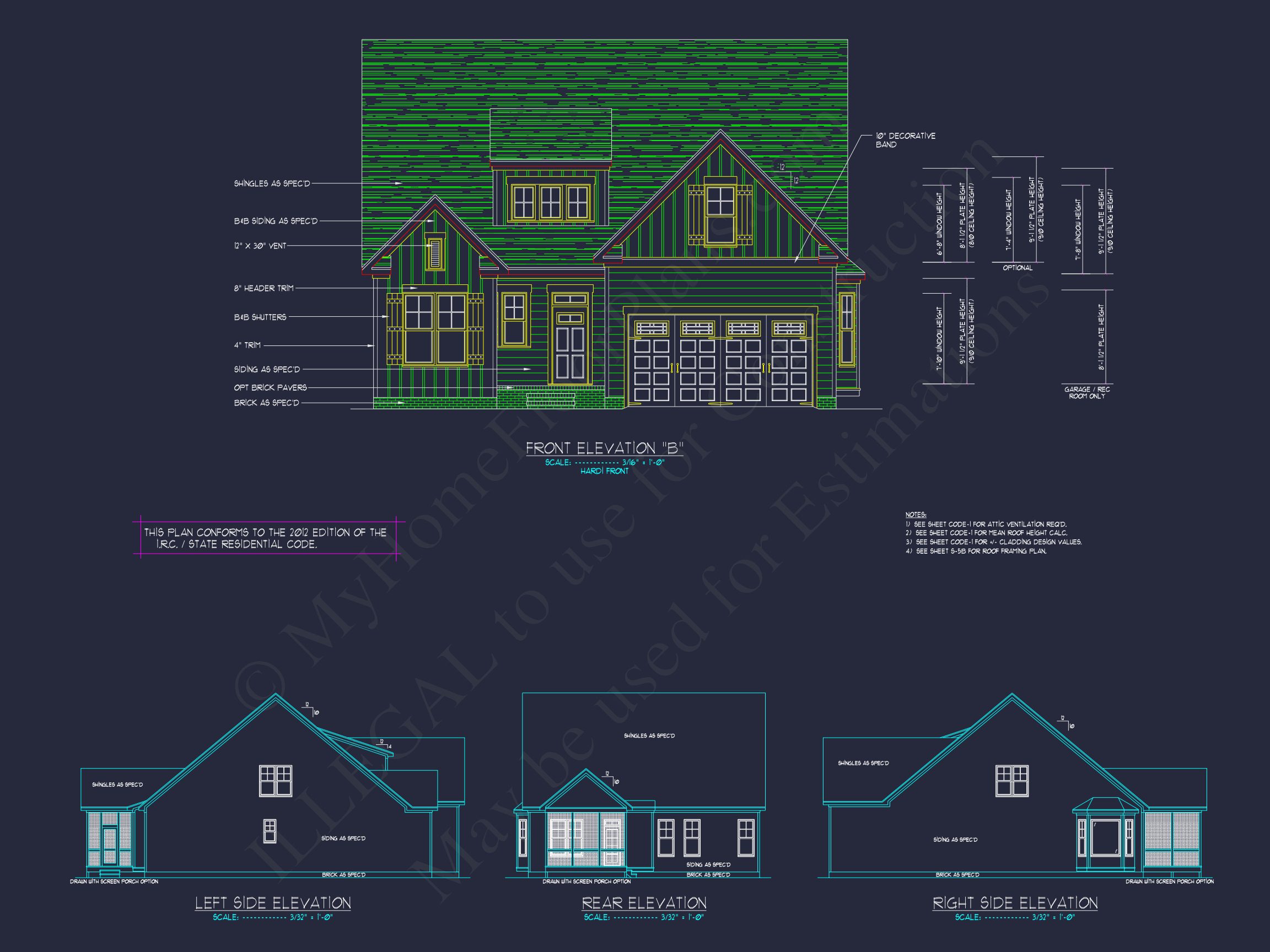 Craftsman house Plan with 2 Floors,3 Beds & CAD Designs