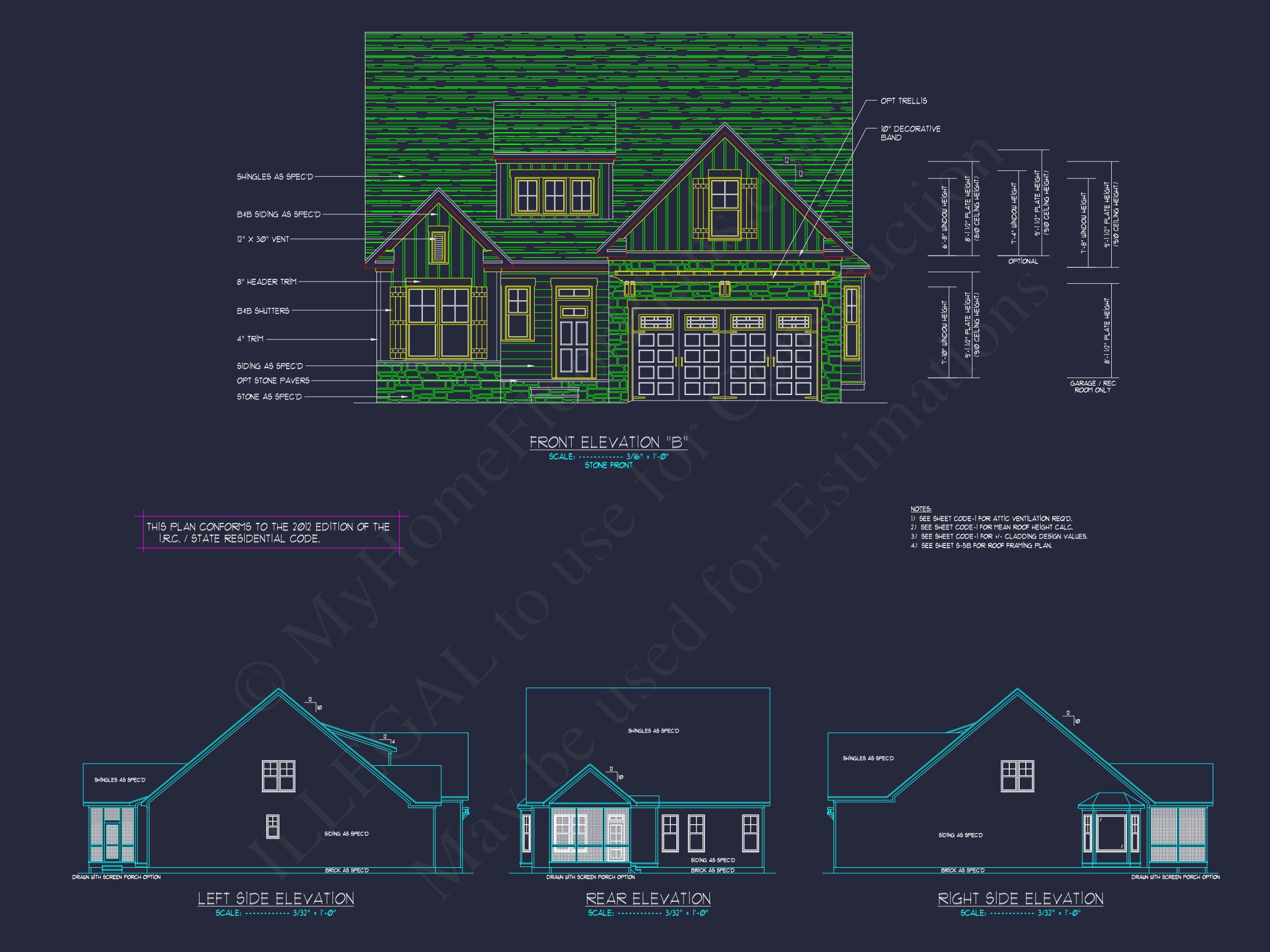 Craftsman house Plan with 2 Floors,3 Beds & CAD Designs