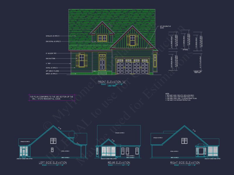 Craftsman house Plan with 2 Floors, 3 Beds & CAD Designs